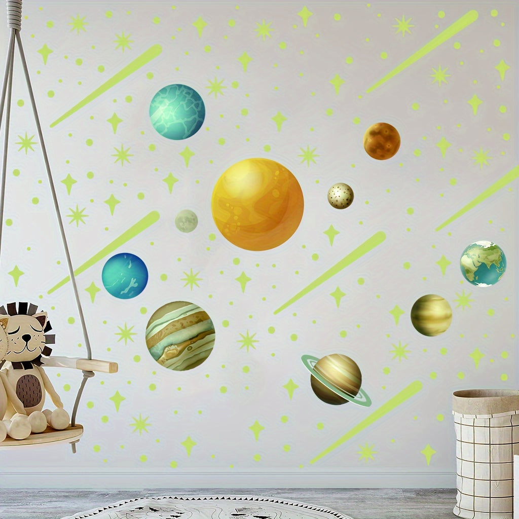 350pcs Glow-in-the-Dark Star & Moon Ceiling Decals - Perfect for Bedroom & Living Room, Easy Stick-On, No Power Needed