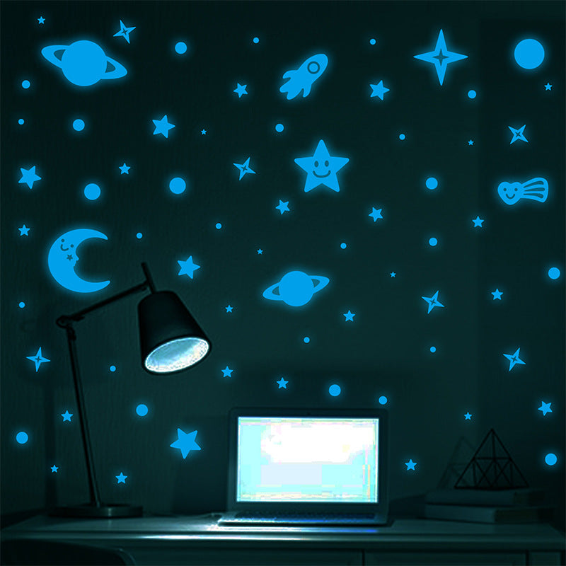 Starry Sky Luminous Room Sticker Glow Moon Wall Sticker Fluorescent Star Glow-In-The-Dark Starry Sky Top Sticker