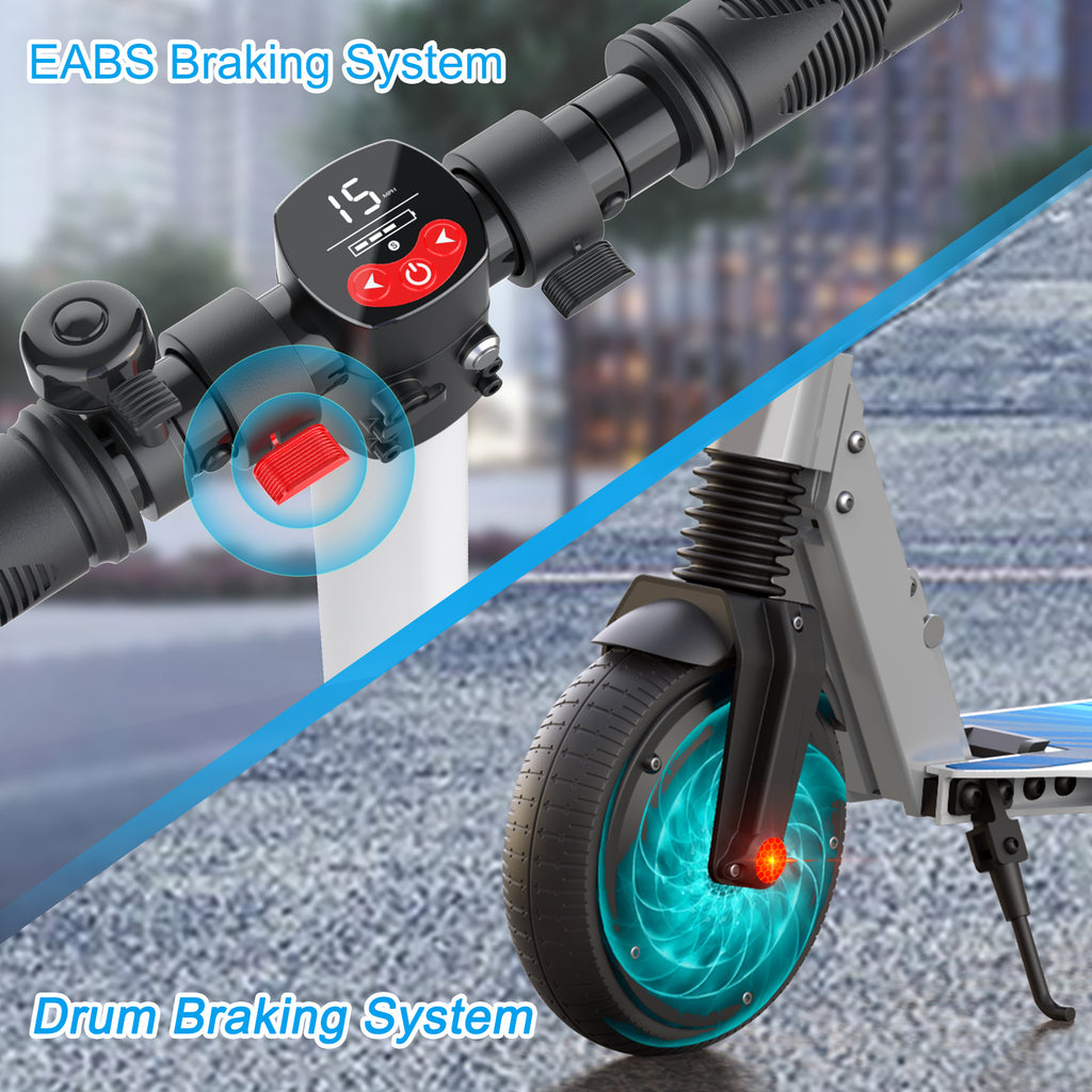 250W Electric Scooter for Adults And Teens, 15.5MPH Top Speed & 15.5 Miles Max Range, 6.5-Inch Solid Tire And Non-Slip Pedal, LCD Smart Display, Lightweight Foldable E-Scooter with Smart Braking System