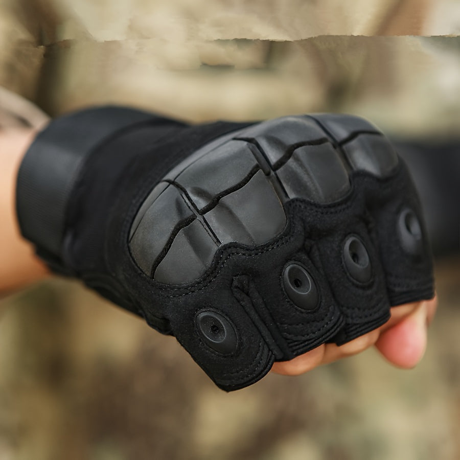 2 Pairs of Men'S Half-Finger Gloves, with Joint Pads, Touchscreen Compatible, Palms, Suitable For, Rock, Cycling - Hand Washable, with Closure