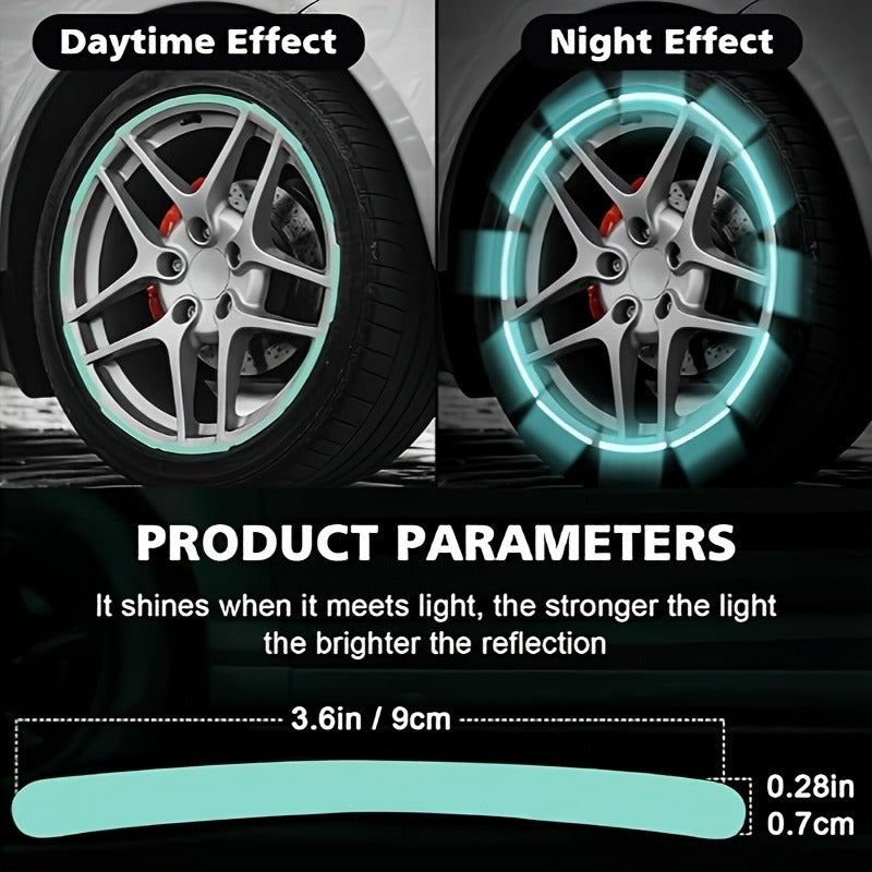 120pcs Luminous Tire Sticker - Glossy Wheel Sticker, Specially Designed for Improved Safety, Suitable for Vehicles, Motorcycles And Bicycles, Holiday Snowman Reflective Decorations, Suitable for Night Use