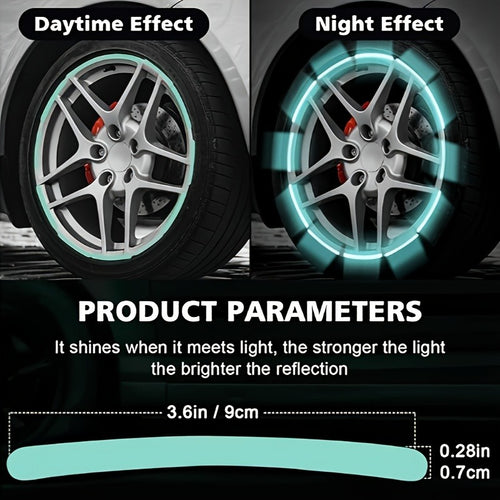 120pcs Luminous Tire Sticker - Glossy Wheel Sticker, Specially Designed for Improved Safety, Suitable for Vehicles, Motorcycles And Bicycles, Holiday Snowman Reflective Decorations, Suitable for Night Use