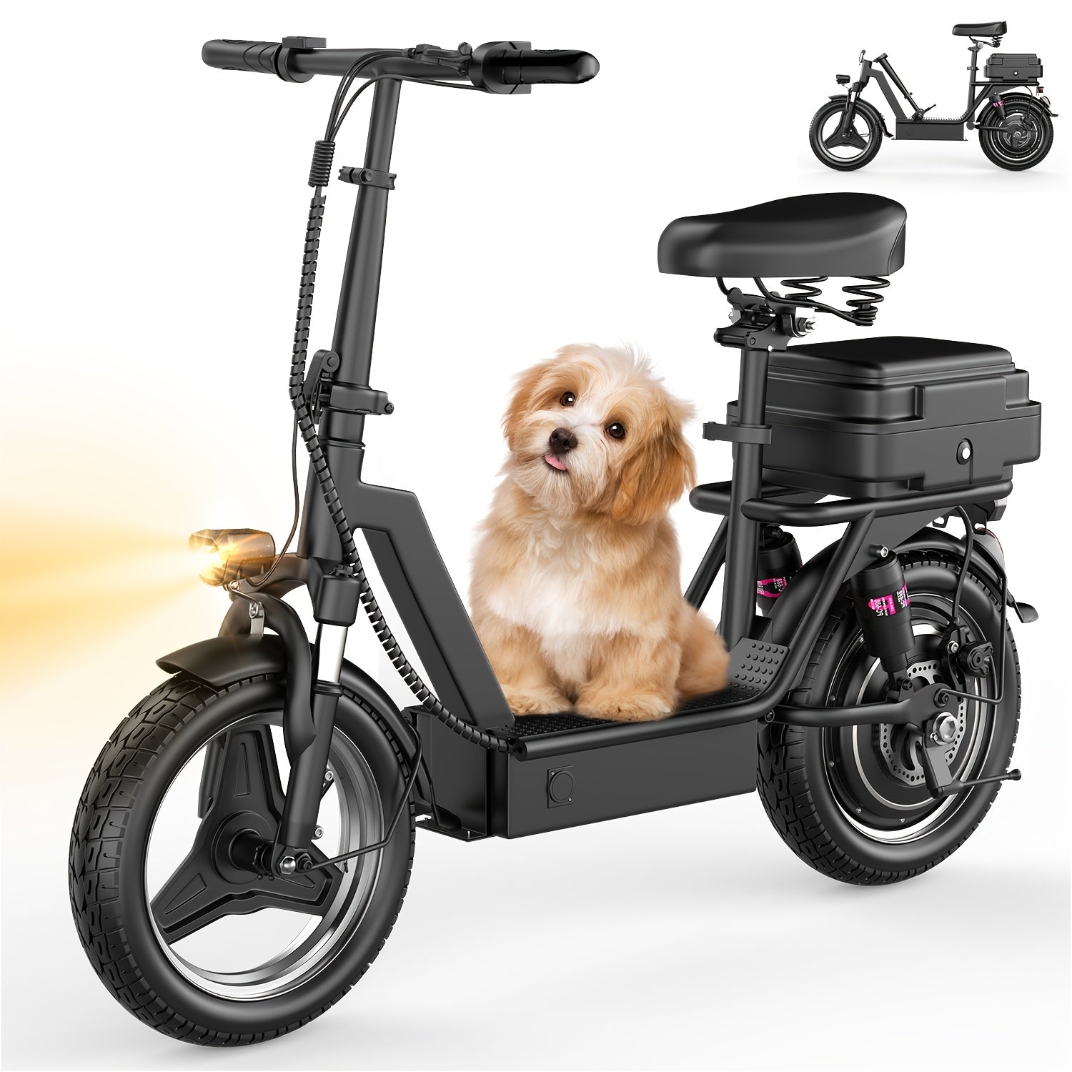 650W Folding Electric Scooter for Commuting, Features A 14-Inch Tire, Detachable Rear Trunk, And Multiple Shock Absorbers. Equipped with 48V 10AH\u002F13AH\u002F15AH\u002F17.5AH Battery Options for 20-35 Mile Range. Includes The New Thumb-Controlled