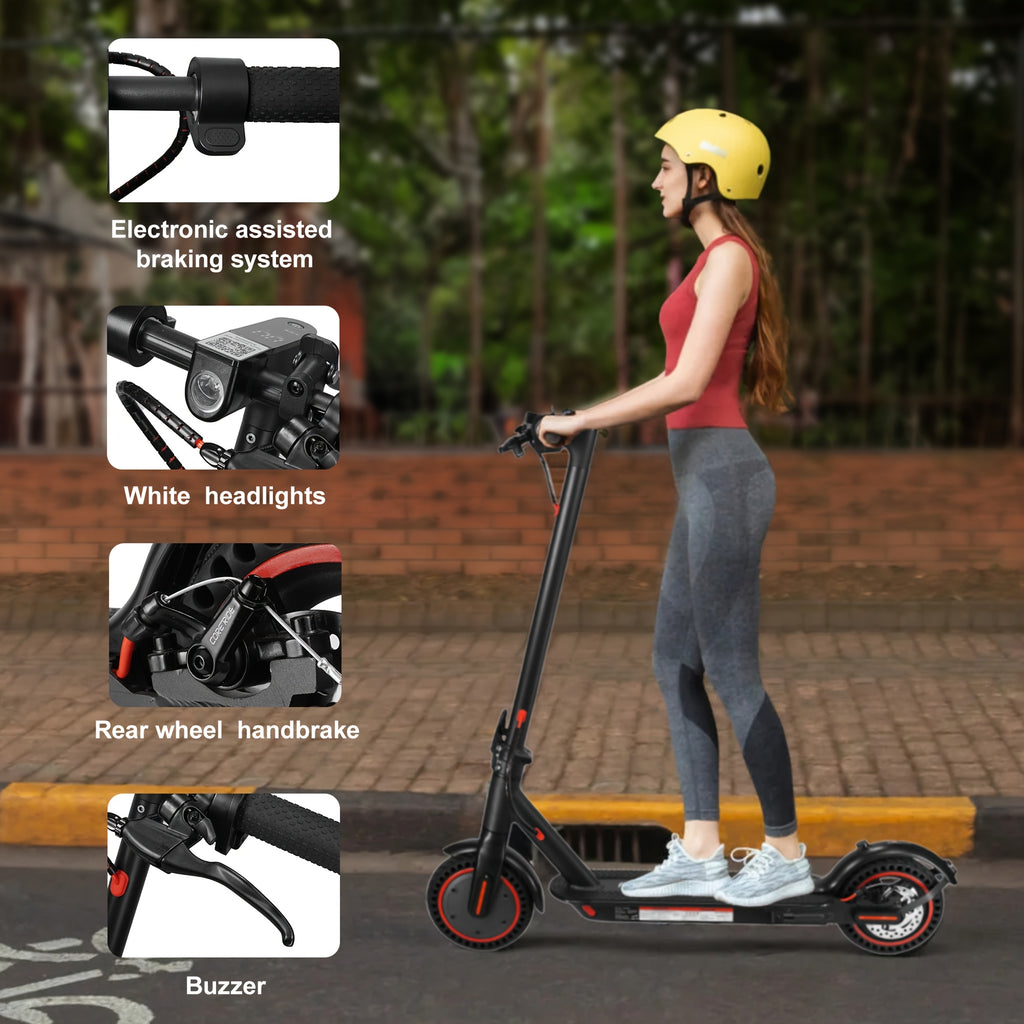 8.5-inch Foldable Adult Electric Scooter with Front Headlight and LED Display, Motor Power Range of 350W, High-capacity Lithium Battery, 3 Adjustable Speed Modes, Maximum Range of 21miles\u002F19miles, Top Speed of 25km\u002Fh and 30km\u002Fh, Maximum