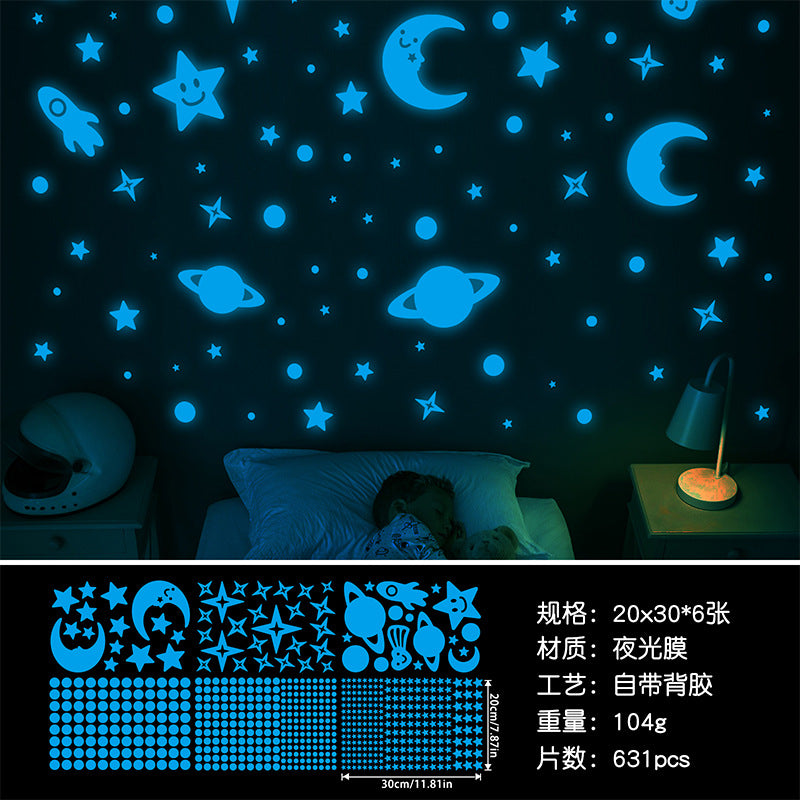 Starry Sky Luminous Room Sticker Glow Moon Wall Sticker Fluorescent Star Glow-In-The-Dark Starry Sky Top Sticker