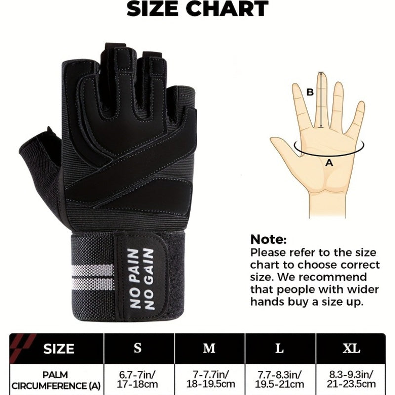 Men'S Cushioning Workout Gloves - Gym Weightlifting Gloves with Wrist Wrap Support, Full Palm Protection And Extra Grip for Weightlifting, Workout, Cross Training, Fitness, Pull Ups