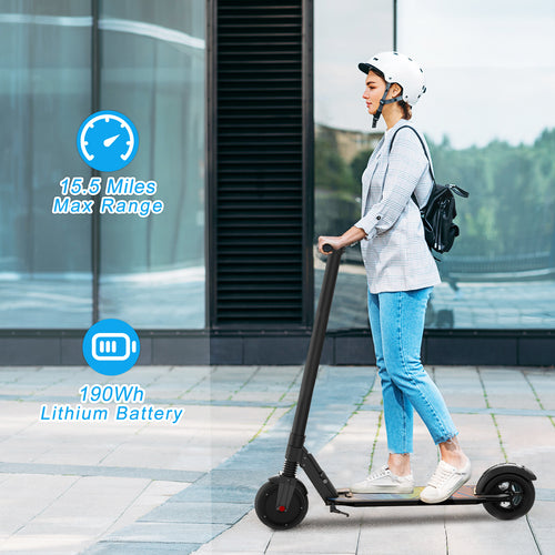 250W Electric Scooter for Adults And Teens, 15.5MPH Top Speed & 15.5 Miles Max Range, 6.5-Inch Solid Tire And Non-Slip Pedal, LCD Smart Display, Lightweight Foldable E-Scooter with Smart Braking System