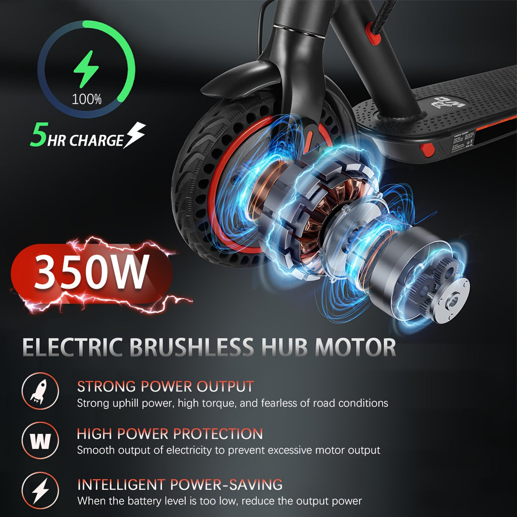 8.5-inch Foldable Adult Electric Scooter with Front Headlight and LED Display, Motor Power Range of 350W, High-capacity Lithium Battery, 3 Adjustable Speed Modes, Maximum Range of 21miles\u002F19miles, Top Speed of 25km\u002Fh and 30km\u002Fh, Maximum