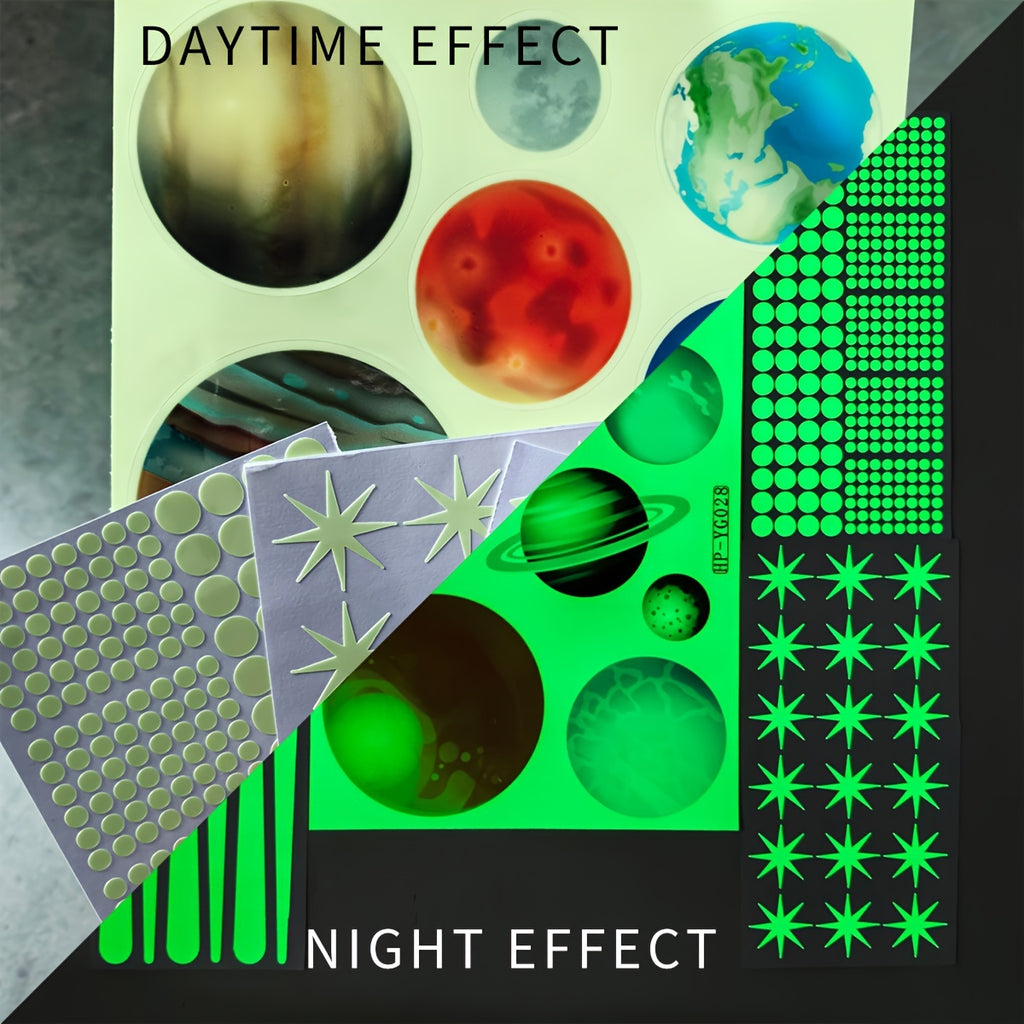 350pcs Glow-in-the-Dark Star & Moon Ceiling Decals - Perfect for Bedroom & Living Room, Easy Stick-On, No Power Needed