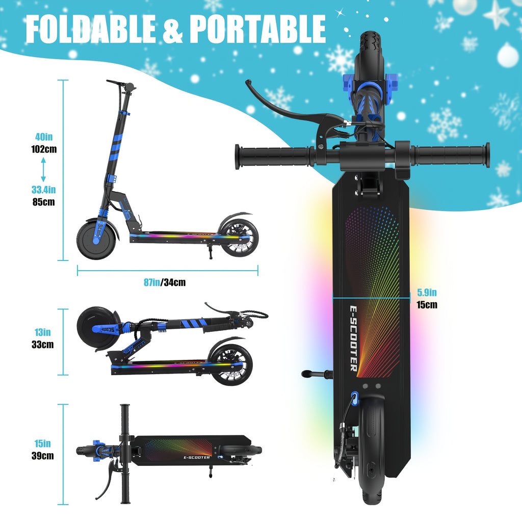 Foldable Electric Scooter with 8-inch Solid Puncture-proof Tires, 10-mile Range, And A Top Speed Of 10 Mph. Designed for Teens And Adults Seeking High-speed Riding, It Features Foldable Construction And Adjustable Height-perfect for Beginners. Ideal