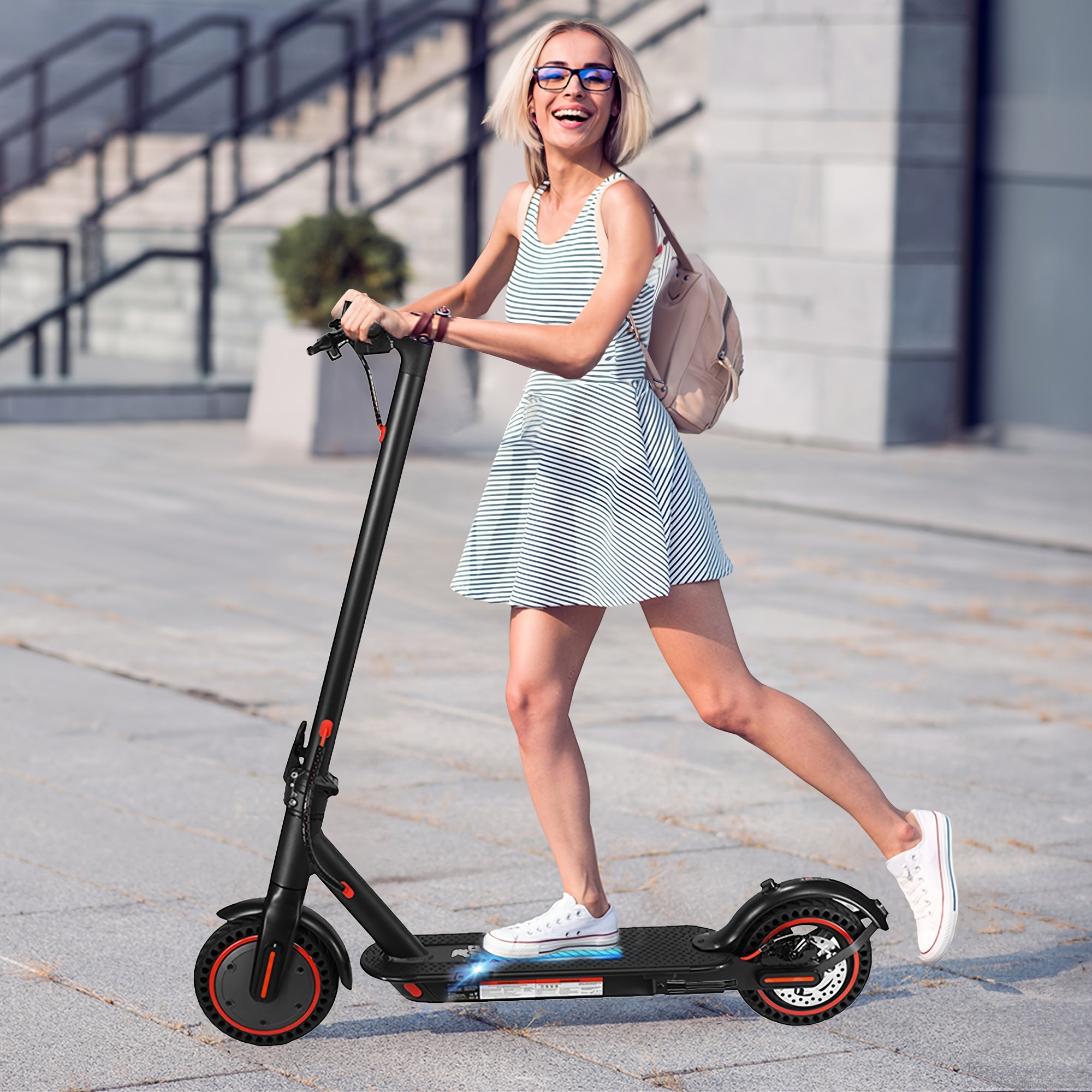 8.5-inch Foldable Adult Electric Scooter with Front Headlight and LED Display, Motor Power Range of 350W, High-capacity Lithium Battery, 3 Adjustable Speed Modes, Maximum Range of 21miles\u002F19miles, Top Speed of 25km\u002Fh and 30km\u002Fh, Maximum