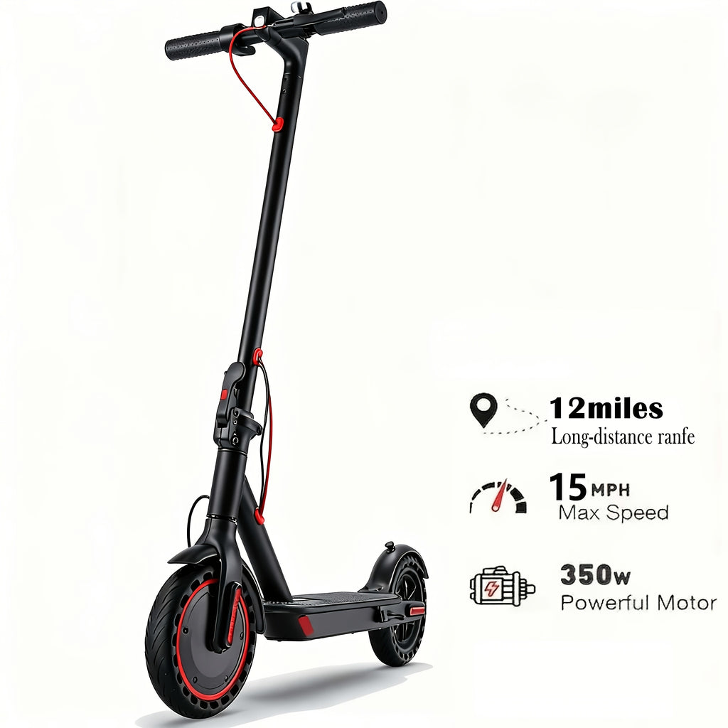 Adult Electric Scooter, 350W Foldable Electric Scooter, 12-19 Mile Range & 15-19 MPH Commuting Speed, 8.5-Inch Anti-Slip Tires, Equipped with Front Light, Portable Model for Men and Women, Suitable for Work, University, Campus, and Urban Commutes