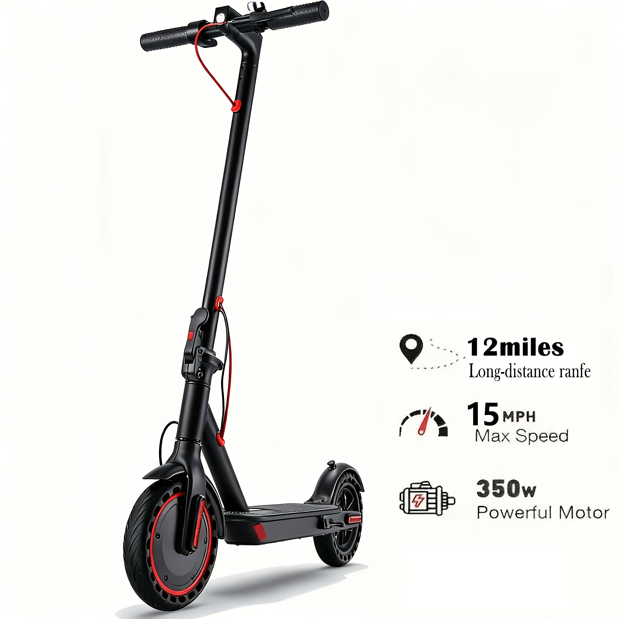 Adult Electric Scooter, 350W Foldable Electric Scooter, 12-19 Mile Range & 15-19 MPH Commuting Speed, 8.5-Inch Anti-Slip Tires, Equipped with Front Light, Portable Model for Men and Women, Suitable for Work, University, Campus, and Urban Commutes