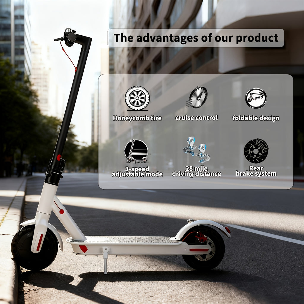The Aisuwei Outdoor Electric Scooter Features a Lightweight Folding Design, 8.5-Inch Honeycomb Road Tires, a Rear Braking System, a Powerful 350W Motor, And Can Speeds of Up to 19 Miles Per Hour with a Range of 28 Miles