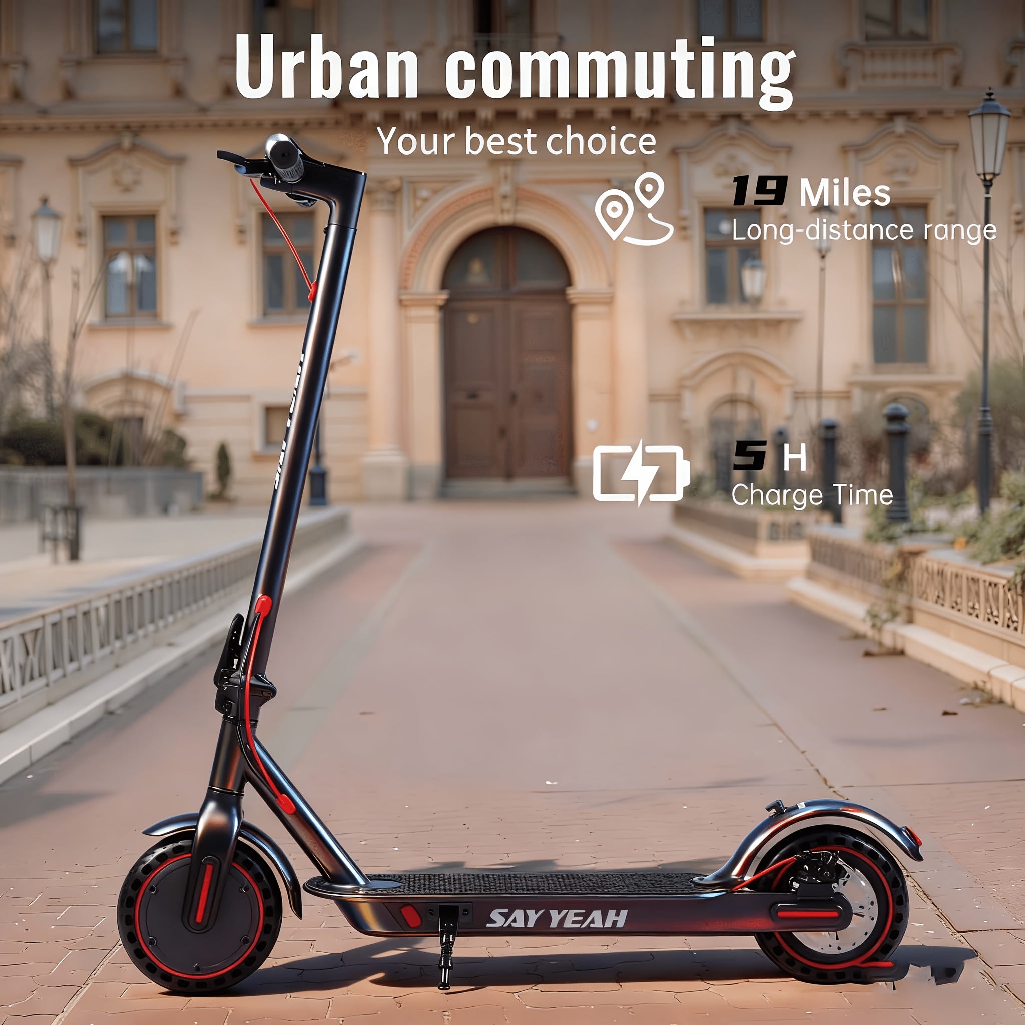 Adult Electric Scooter, 350W Foldable Electric Scooter, 12-19 Mile Range & 15-19 MPH Commuting Speed, 8.5-Inch Anti-Slip Tires, Equipped with Front Light, Portable Model for Men and Women, Suitable for Work, University, Campus, and Urban Commutes