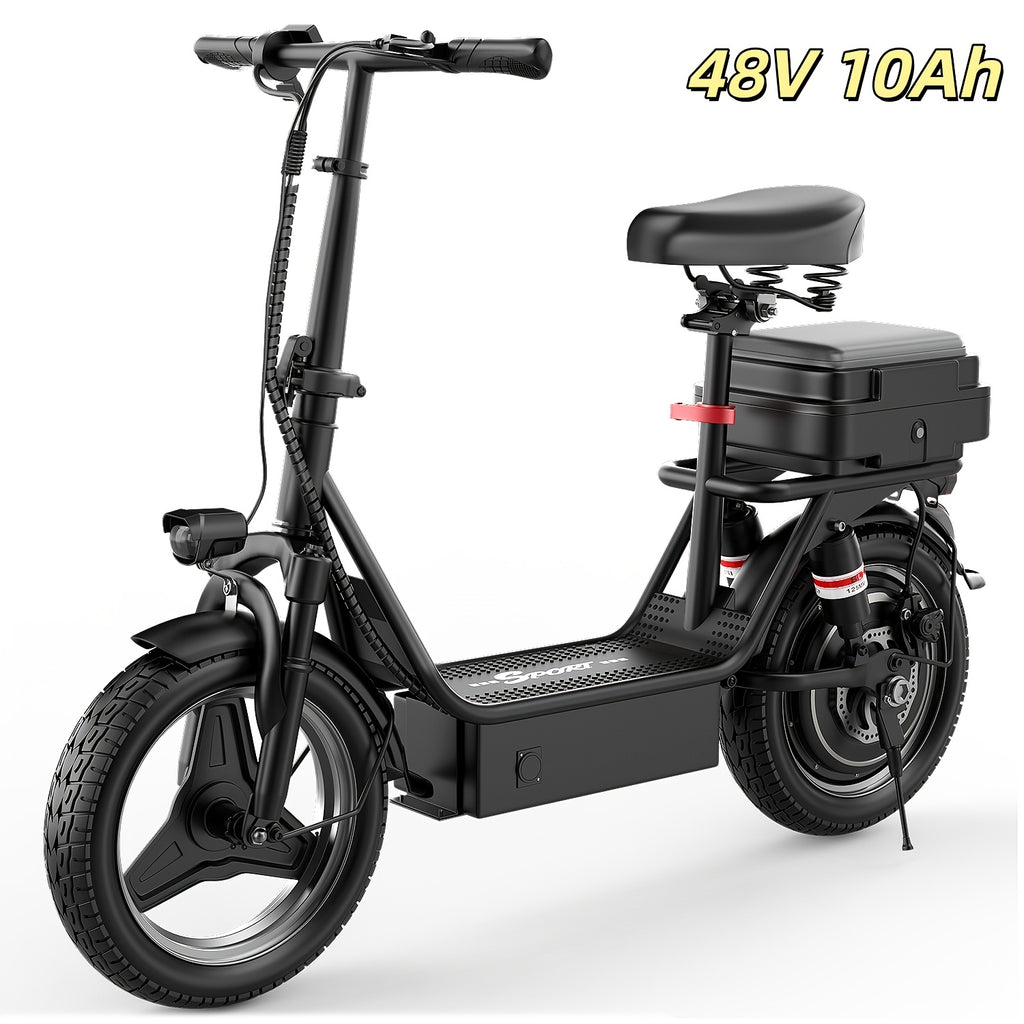 650W Folding Electric Scooter for Commuting, Features A 14-Inch Tire, Detachable Rear Trunk, And Multiple Shock Absorbers. Equipped with 48V 10AH\u002F13AH\u002F15AH\u002F17.5AH Battery Options for 20-35 Mile Range. Includes The New Thumb-Controlled