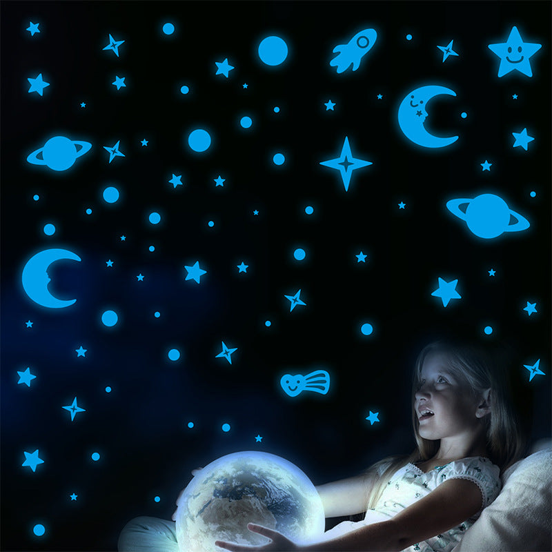 Starry Sky Luminous Room Sticker Glow Moon Wall Sticker Fluorescent Star Glow-In-The-Dark Starry Sky Top Sticker