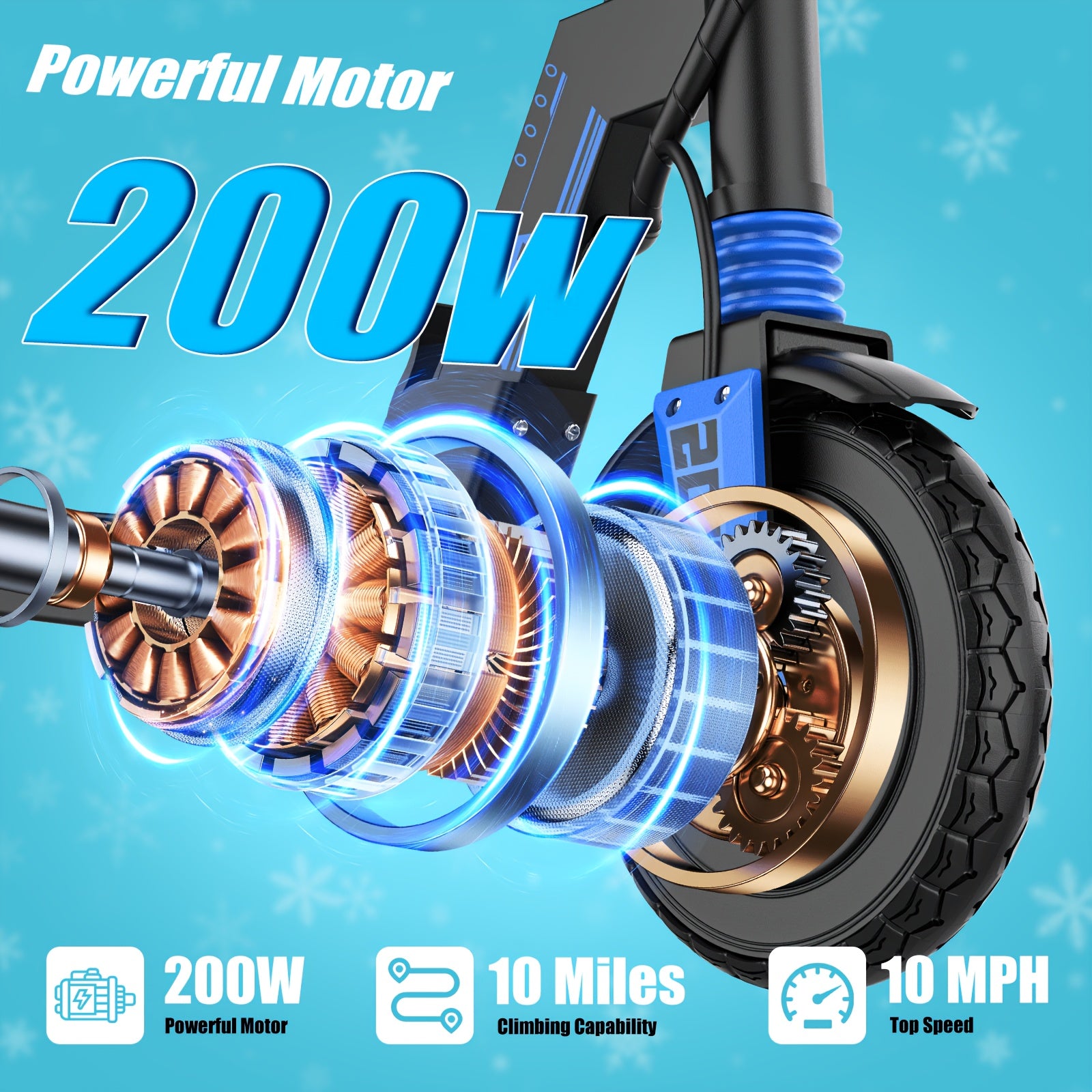 Foldable Electric Scooter with 8-inch Solid Puncture-proof Tires, 10-mile Range, And A Top Speed Of 10 Mph. Designed for Teens And Adults Seeking High-speed Riding, It Features Foldable Construction And Adjustable Height-perfect for Beginners. Ideal