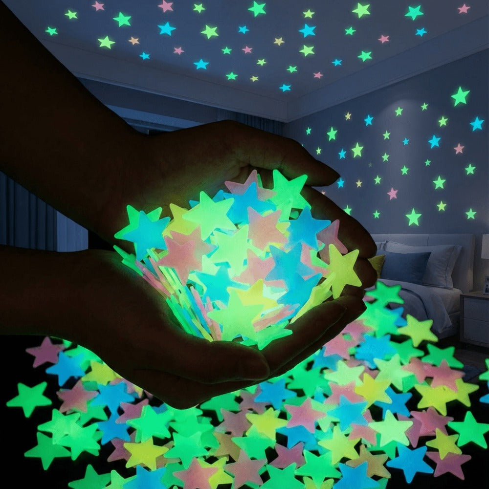 499 Luminous Star Wall Stickers - Mixed Colors | 1.18 Inch Reusable Fluorescent Self-Adhesive Decals, Soft Colors Pink\u002FYellow\u002FBlue\u002FGreen\u002FMulticolor Plastic Stars, for Bedroom, Living Room And Office Home Decoration