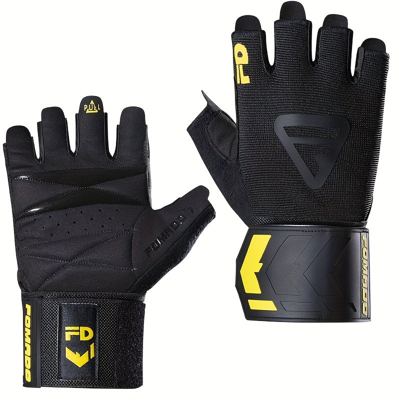 Men'S Cushioning Workout Gloves - Gym Weightlifting Gloves with Wrist Wrap Support, Full Palm Protection And Extra Grip for Weightlifting, Workout, Cross Training, Fitness, Pull Ups