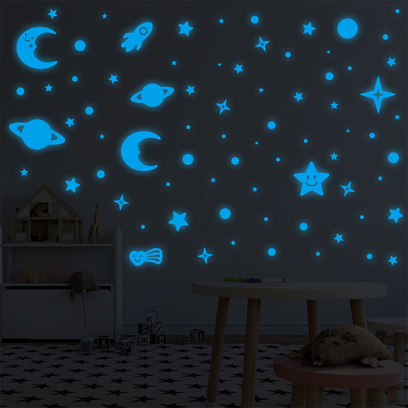 Starry Sky Luminous Room Sticker Glow Moon Wall Sticker Fluorescent Star Glow-In-The-Dark Starry Sky Top Sticker