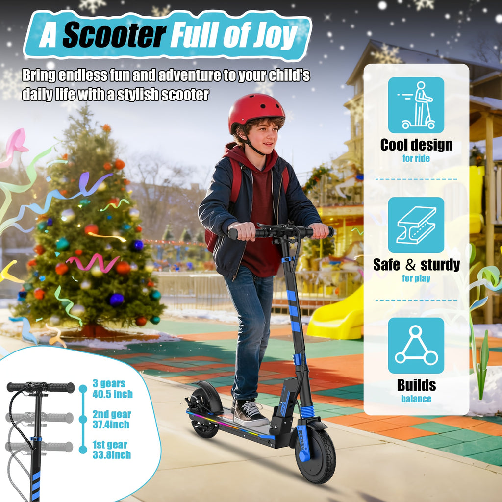 Foldable Electric Scooter with 8-inch Solid Puncture-proof Tires, 10-mile Range, And A Top Speed Of 10 Mph. Designed for Teens And Adults Seeking High-speed Riding, It Features Foldable Construction And Adjustable Height-perfect for Beginners. Ideal