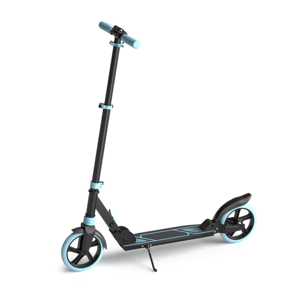 Big Wheels Kick Scooter Blue for Kids 6+, Teens & Adults, Without Battery| Shock Absorption | Foldable & Adjustable Scooter Height, Suitable for All Terrains, Including Uneven Roads, Creative Gift
