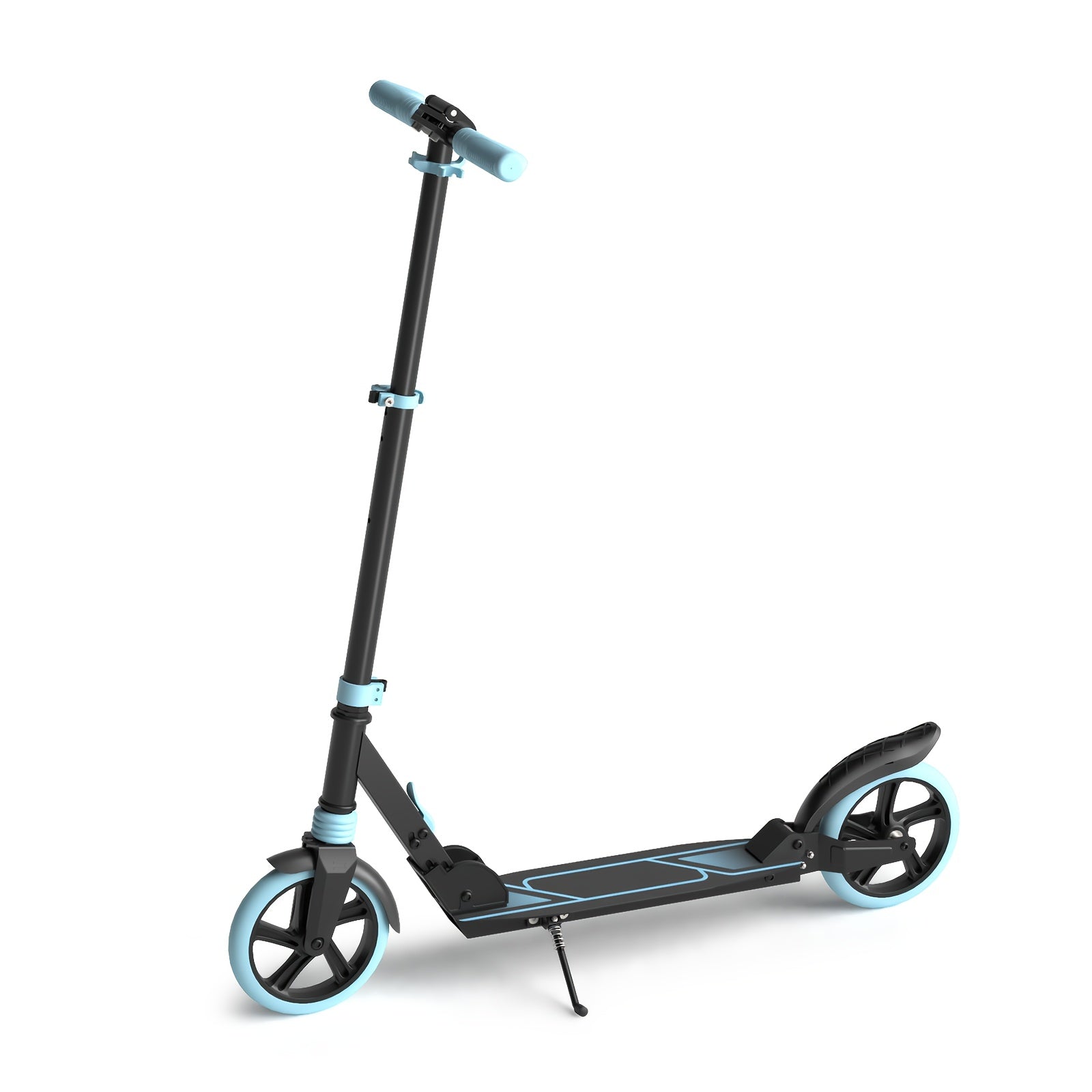 Big Wheels Kick Scooter Blue for Kids 6+, Teens & Adults, Without Battery| Shock Absorption | Foldable & Adjustable Scooter Height, Suitable for All Terrains, Including Uneven Roads, Creative Gift