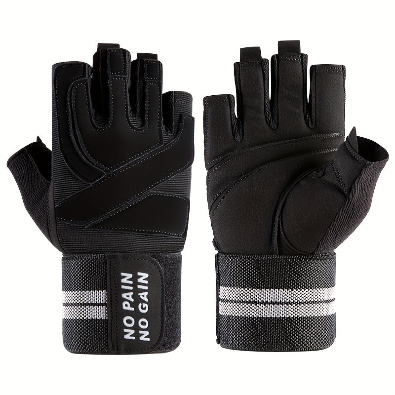 Men'S Cushioning Workout Gloves - Gym Weightlifting Gloves with Wrist Wrap Support, Full Palm Protection And Extra Grip for Weightlifting, Workout, Cross Training, Fitness, Pull Ups