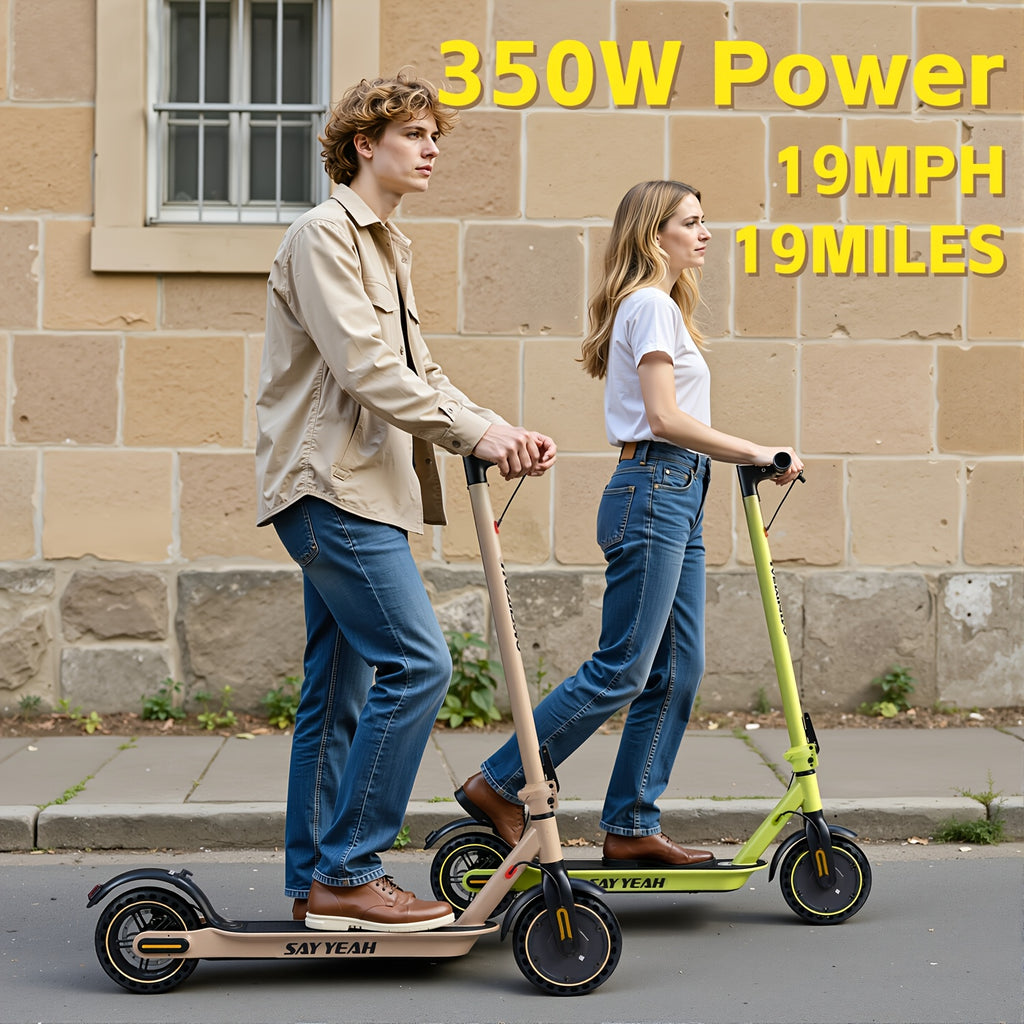 Adult Electric Scooter, 350W Foldable Electric Scooter, 12-19 Mile Range & 15-19 MPH Commuting Speed, 8.5-Inch Anti-Slip Tires, Equipped with Front Light, Portable Model for Men and Women, Suitable for Work, University, Campus, and Urban Commutes