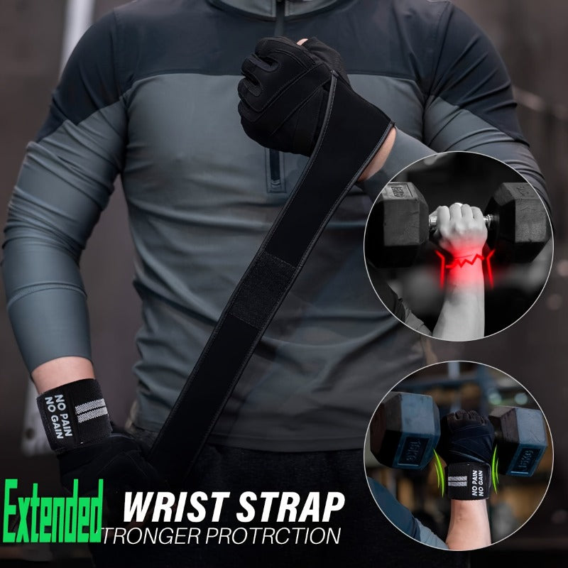 Men'S Cushioning Workout Gloves - Gym Weightlifting Gloves with Wrist Wrap Support, Full Palm Protection And Extra Grip for Weightlifting, Workout, Cross Training, Fitness, Pull Ups