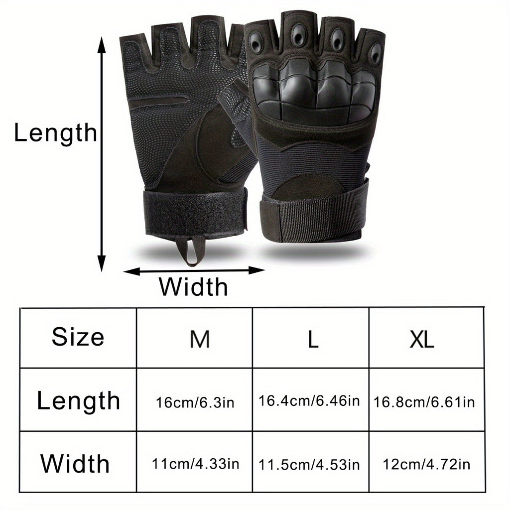 2 Pairs of Men'S Half-Finger Gloves, with Joint Pads, Touchscreen Compatible, Palms, Suitable For, Rock, Cycling - Hand Washable, with Closure