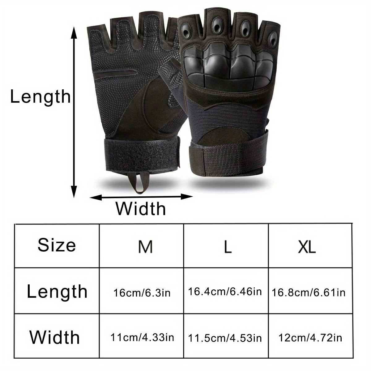 2 Pairs of Men'S Half-Finger Gloves, with Joint Pads, Touchscreen Compatible, Palms, Suitable For, Rock, Cycling - Hand Washable, with Closure