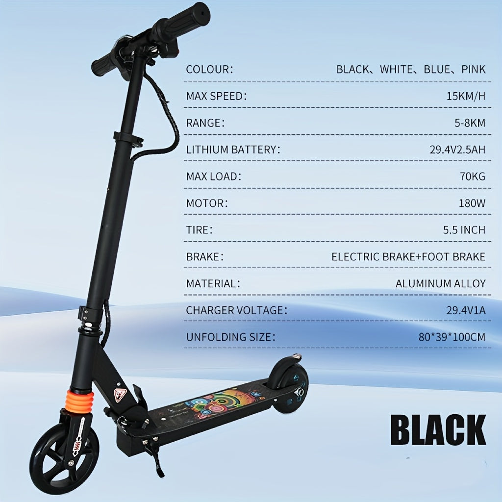 5.5-inch Electric Scooter, Maximum Speed of 15 Km\u002Fh, 2.5Ah Powerful Battery, Foldable Electric Scooter, Load Capacity 70kg, Halloween and Christmas Gift, Gift Scooter, Kick-Start Assist Scooter with Adjustable Speed and Height, Flashing Wheels