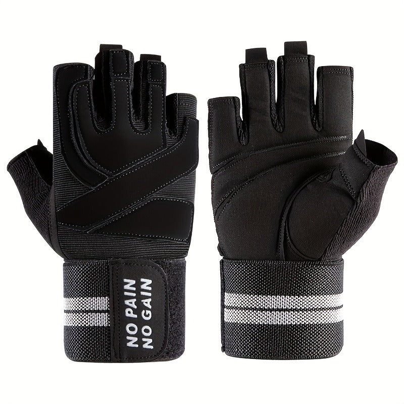 Men'S Cushioning Workout Gloves - Gym Weightlifting Gloves with Wrist Wrap Support, Full Palm Protection And Extra Grip for Weightlifting, Workout, Cross Training, Fitness, Pull Ups