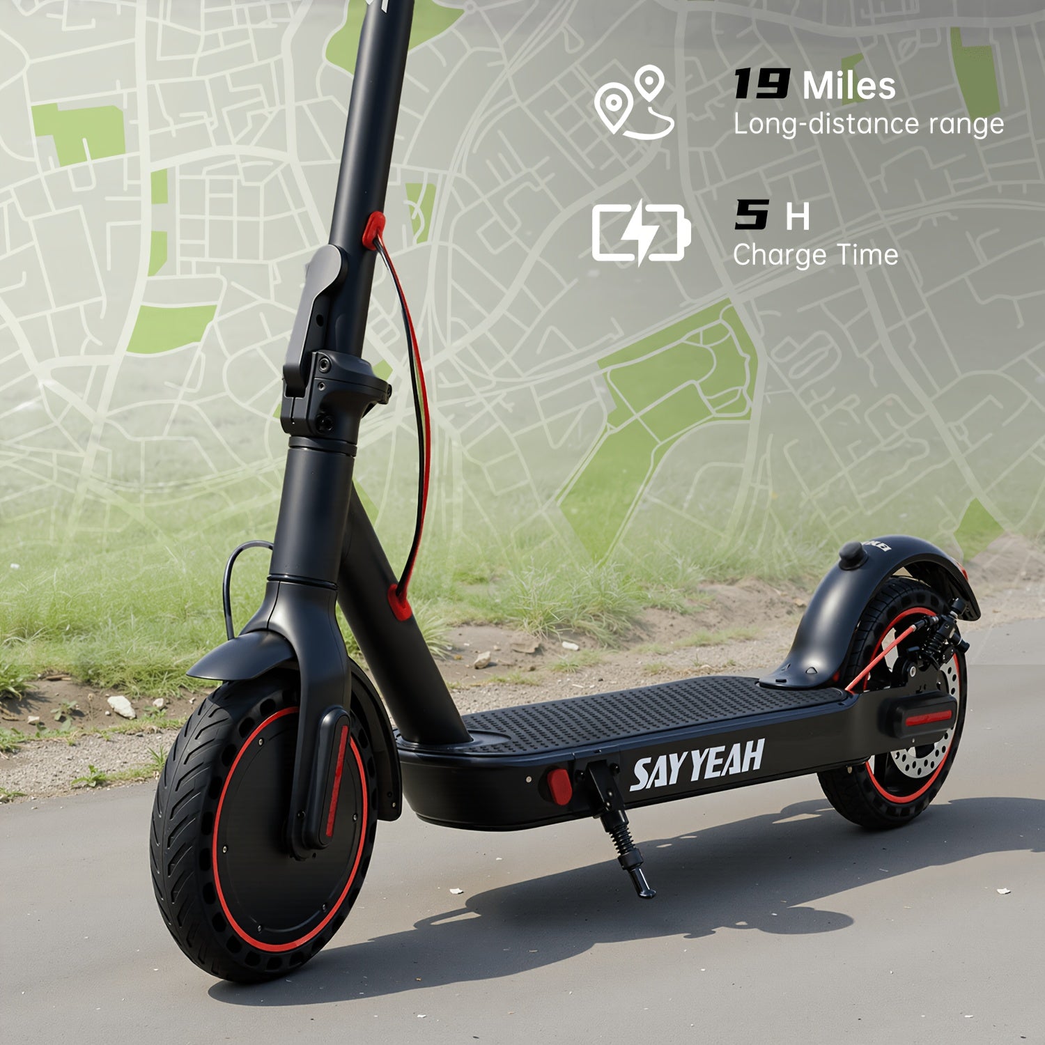 Adult Electric Scooter, 350W Foldable Electric Scooter, 12-19 Mile Range & 15-19 MPH Commuting Speed, 8.5-Inch Anti-Slip Tires, Equipped with Front Light, Portable Model for Men and Women, Suitable for Work, University, Campus, and Urban Commutes